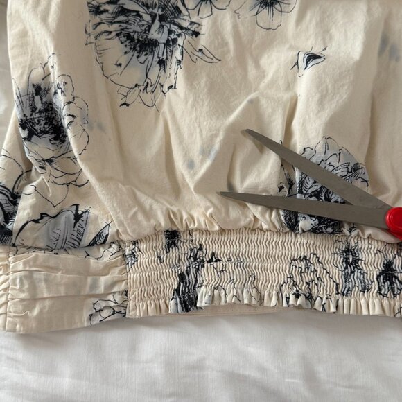 EXPRESS floral banded bottom blouse shirt top ,poplin cotton - Picture 8 of 12